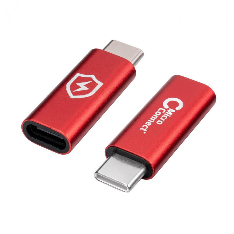 Adaptador MicroConnect com fecho de segurança para carregamento USB-C | 5V 2.4A | 12W | Vermelho 