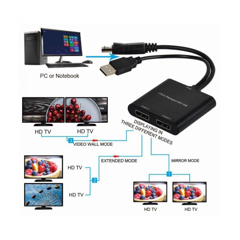 Divisor DisplayPort 4K de 2 portas MicroConnect