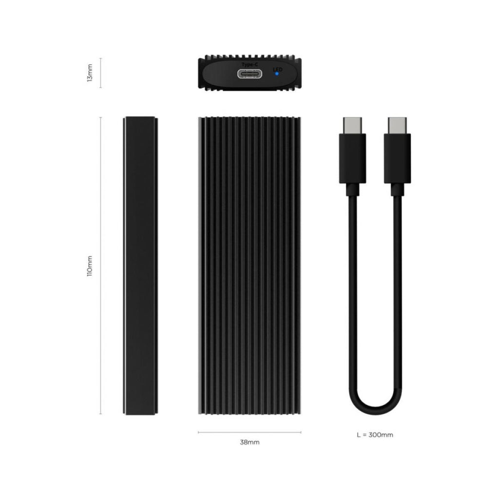 M.2 External Box (NGFF) | For NVMe to USB 3.2 Gen2 | Black