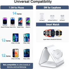 Cargador inalámbrico 3 en 1 para iPhone, estación de carga magnética plegable 3 en 1