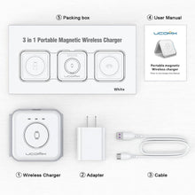 Cargador inalámbrico 3 en 1 para iPhone, estación de carga magnética plegable 3 en 1