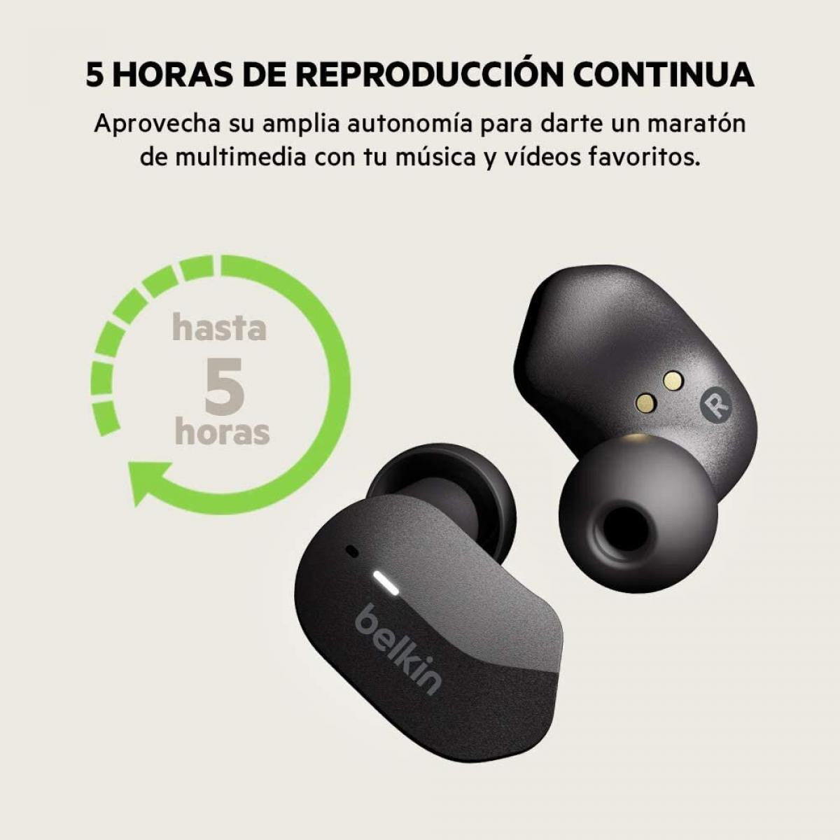 Auriculares inalámbricos Bluetooth Soundform | 5 horas de audio | Belkin - Negro
