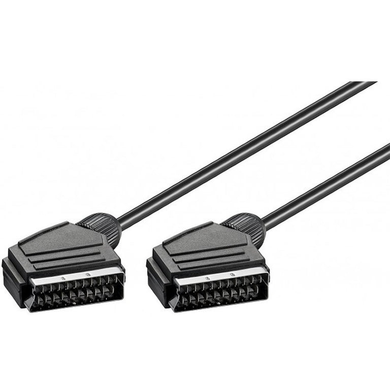 Conector europeu SCART de 21 pinos macho/macho em diferentes tamanhos. 