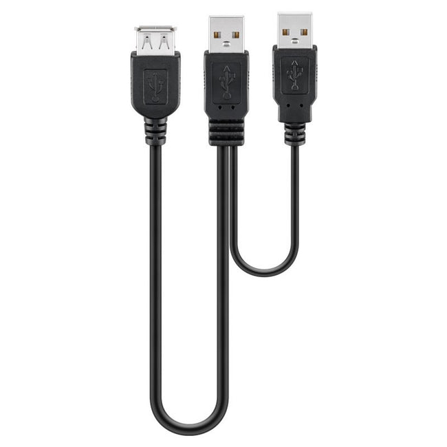 Cabo Mini USB 2.0 de 30 cm para USB-A com alimentação dupla 