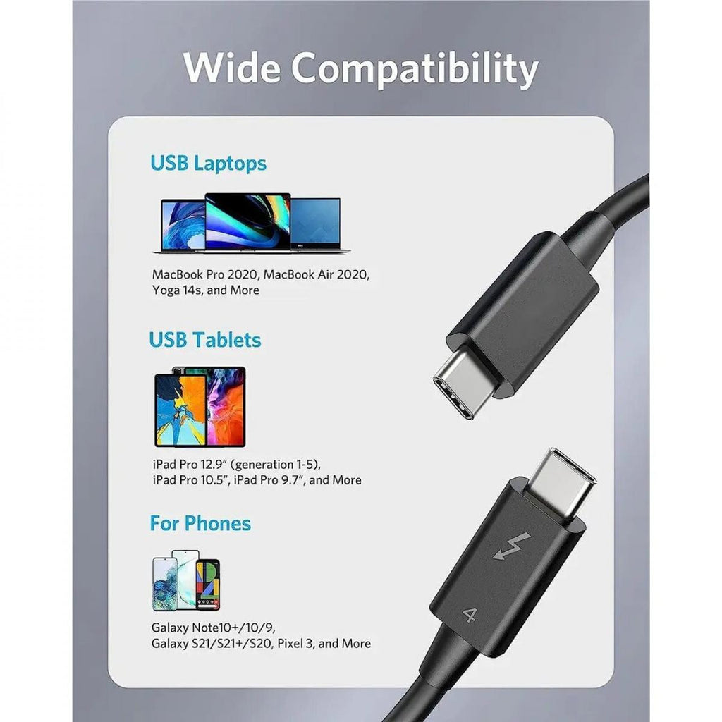 Cabo Thunderbolt 4 - 8K a 60Hz - 40 Gbps - 100 W 