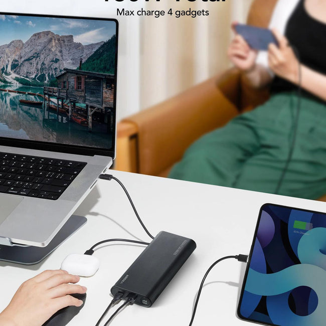 Powerbank VEGER de 25000 mAh y 130 W con Cables Integrados