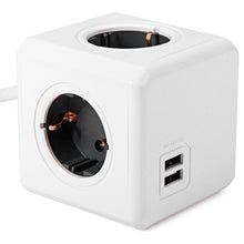 Powercube com 4 tomadas + 2 portas USB-A para carregamento | Cabo de 1,5 m | Branco