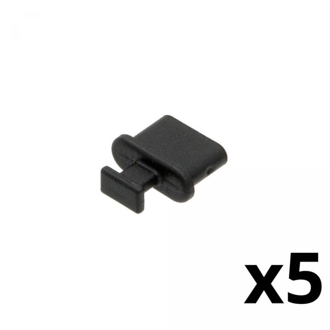 Tampa de proteção para conector USB-C fêmea com pega de puxar - Preta - 5 unidades 