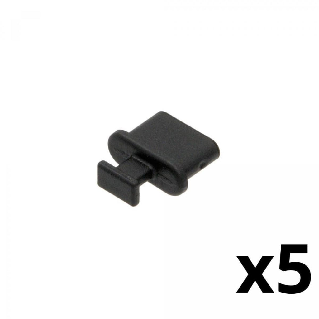 Tampa de proteção para conector USB-C fêmea com pega de puxar - Preta - 5 unidades 