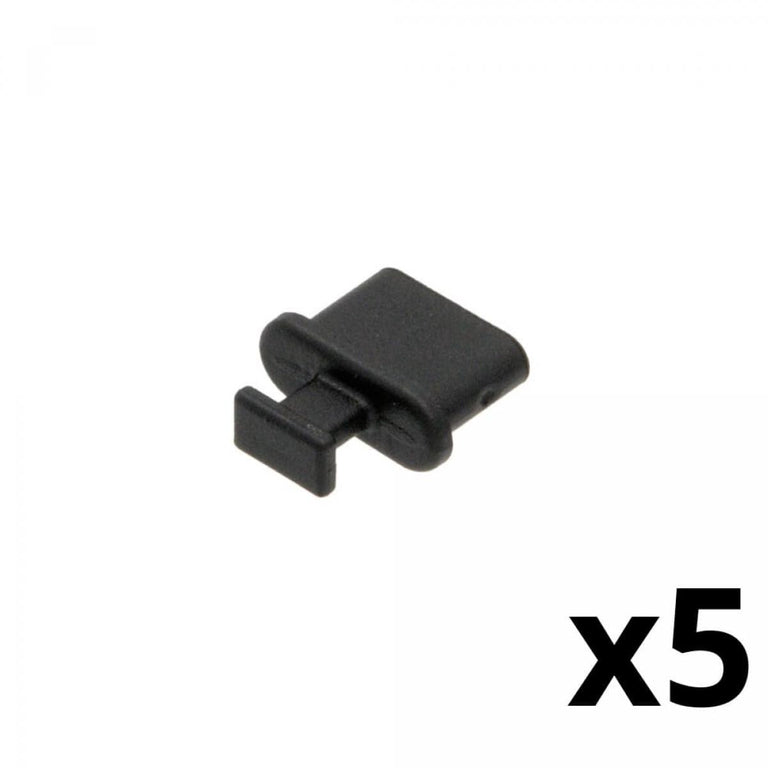 Tampa de proteção para conector USB-C fêmea com pega de puxar - Preta - 5 unidades 