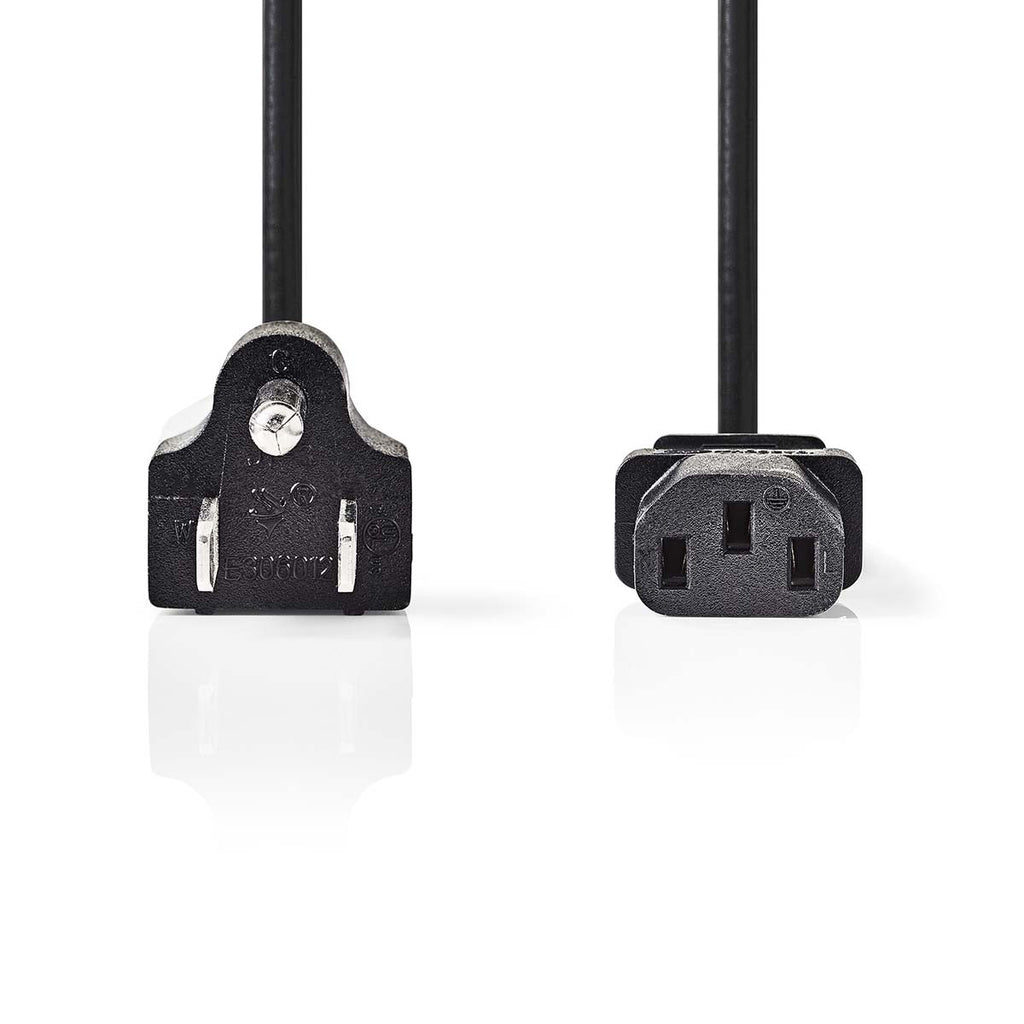 USA Male Power Cable | IEC-320-C13 | Straight | Straight | Nickel Plated | 2.00 m | Round | PVC | Black
