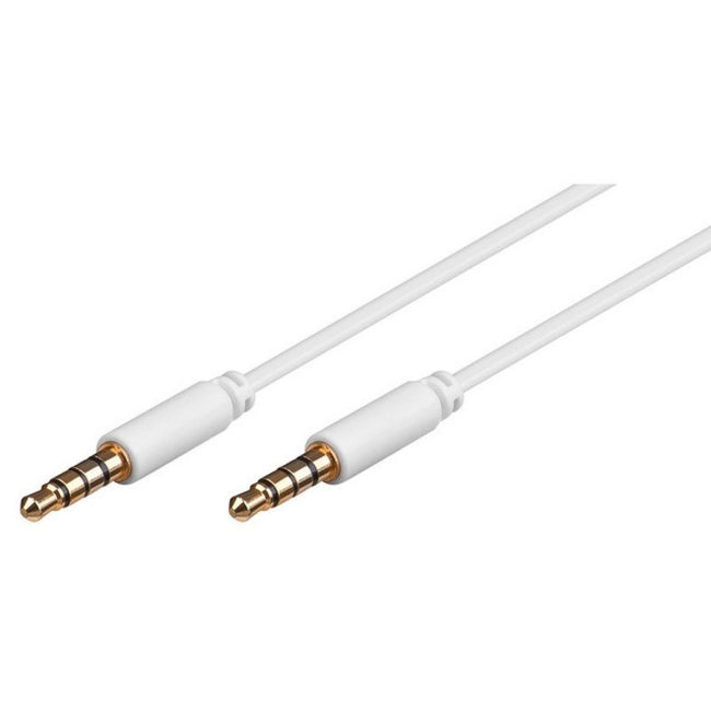 Cabo com conector de 3,5 mm com 4 contactos, áudio e vídeo macho/macho, branco - vários comprimentos 