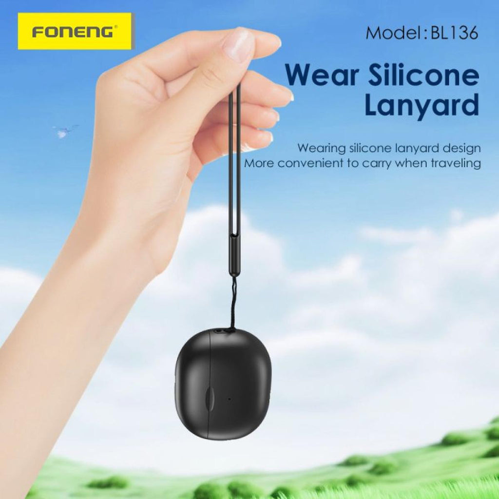 TWS Wireless Earphones with Lanyard for Headphones and Bluetooth 5.3 - White or Black