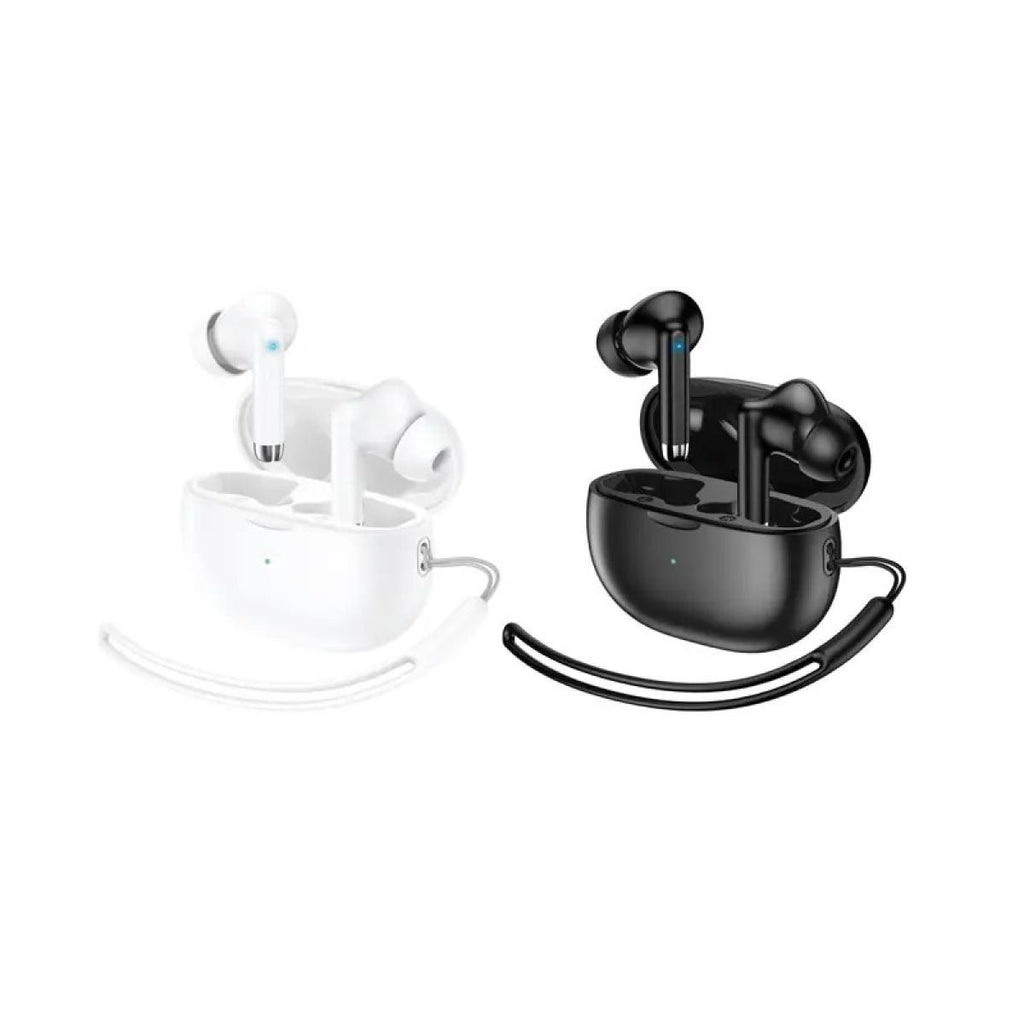 TWS Wireless Earphones with Lanyard for Headphones and Bluetooth 5.3 - White or Black