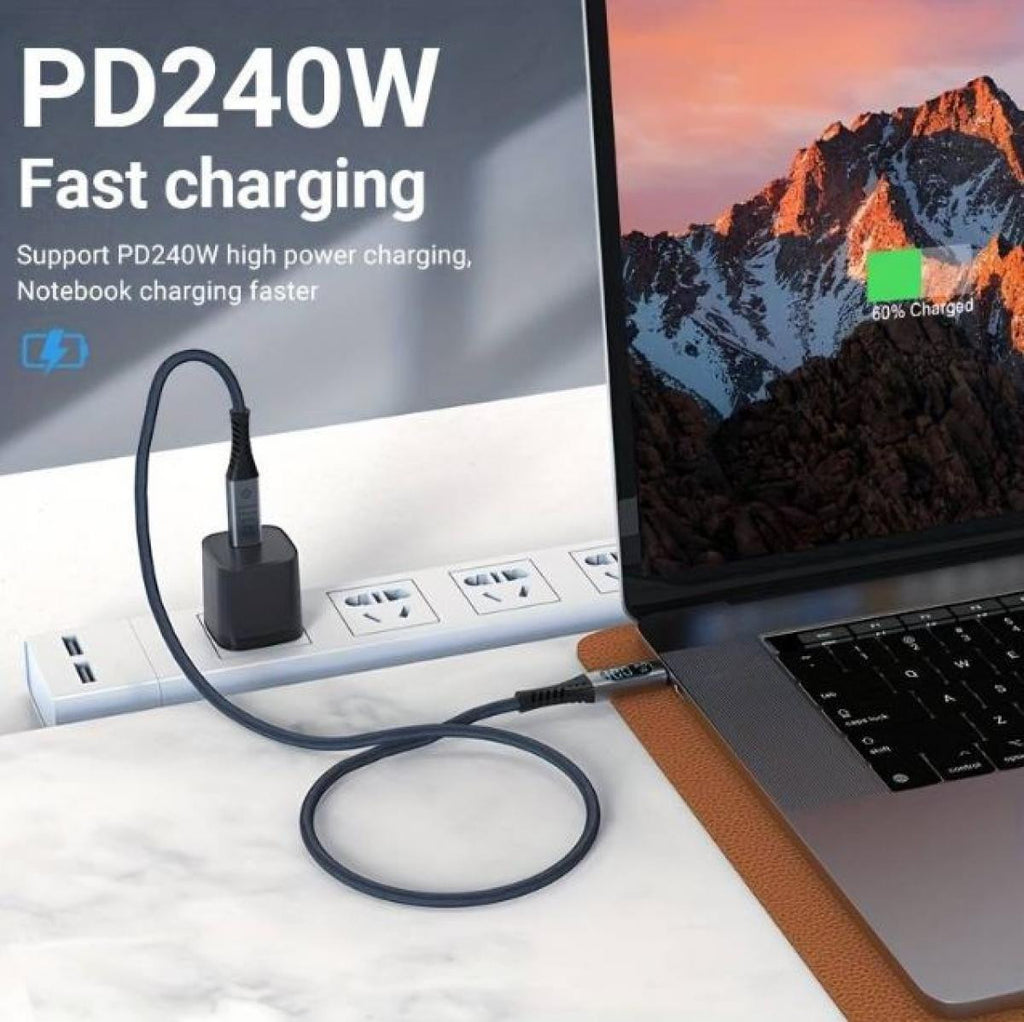 Cabo USB 4.0 de 1 metro | 40 Gbps | 240 W | Suporte para ecrã 8K | com monitorização de energia em tempo real 