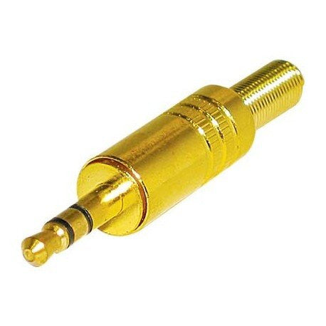 Conector mini jack estéreo macho de 3,5 mm banhado a ouro para soldadura. 