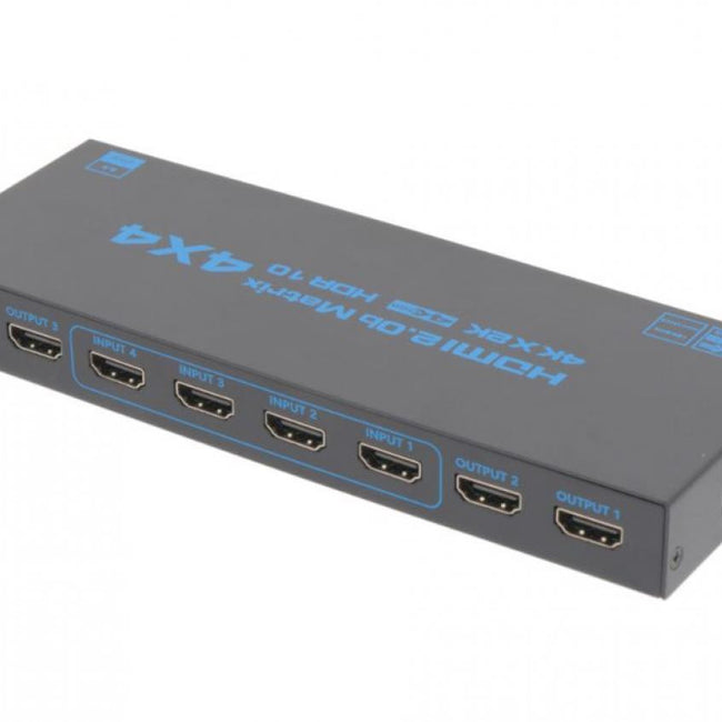 Matriz 4x4 4K@60Hz Función EDID | 18.5 Gbps | HDCP 2.2 - Metálicos