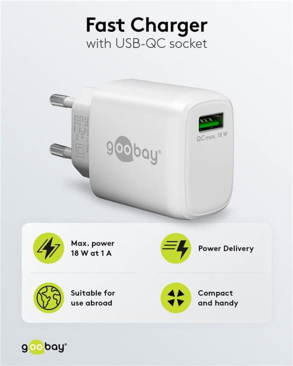 Quick Charge USB-A Fast Charger (18W) - White 