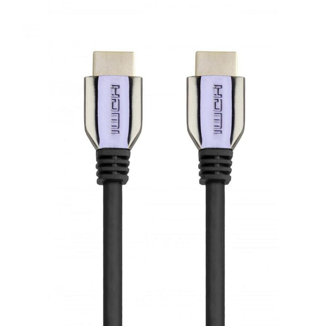 Cabo HDMI 2.1 de 5,0 m, resolução 8K, com conector metálico castanho.