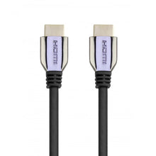 Cabo HDMI 2.1 de 5,0 m, resolução 8K, com conector metálico castanho.