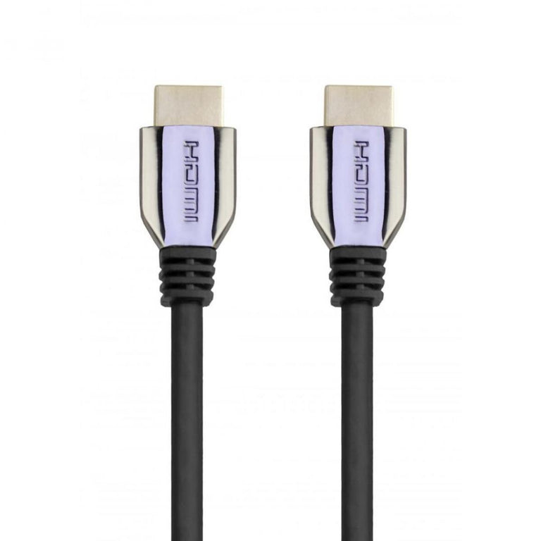 Cabo HDMI 2.1 de 5,0 m, resolução 8K, com conector metálico castanho.