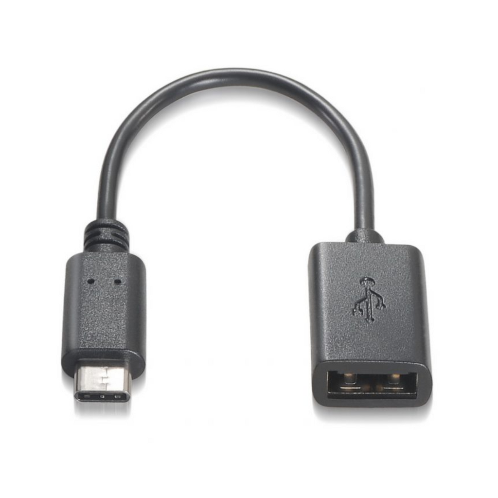 Cabo USB 2.0 3A, USB-C/MA fêmea, preto, 15 cm