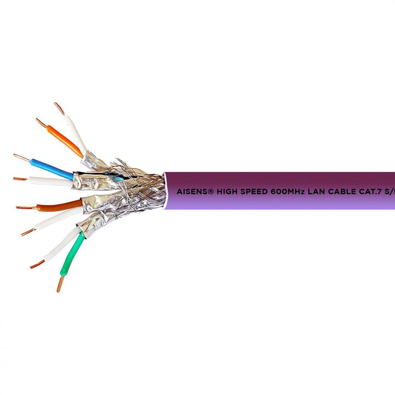 Bobina de red Rj45 Cat.7 S/ftp Pimf Rígido Awg23 con CPR - Violeta - 305 m