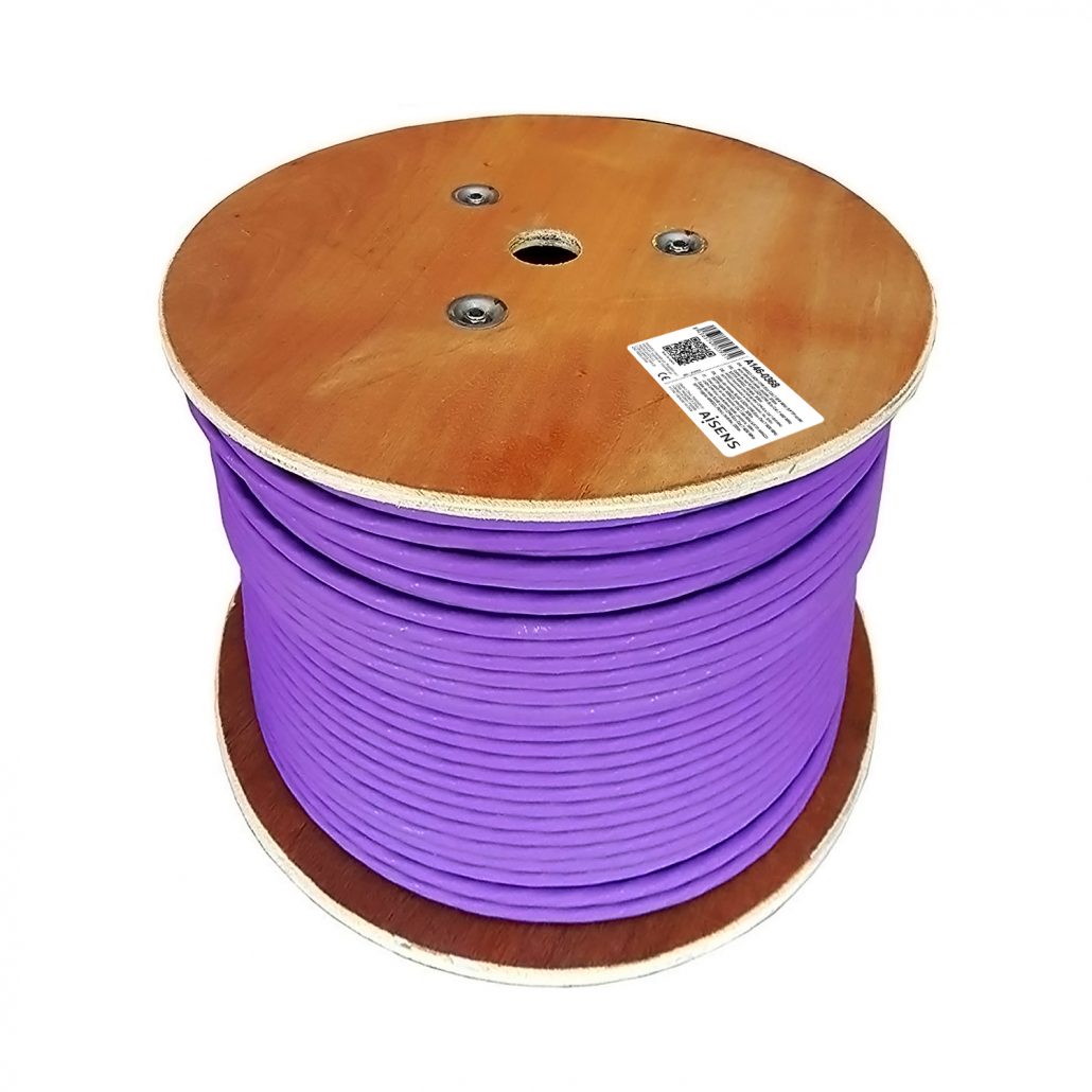 Bobina de red Rj45 Cat.7 S/ftp Pimf Rígido Awg23 con CPR - Violeta - 305 m