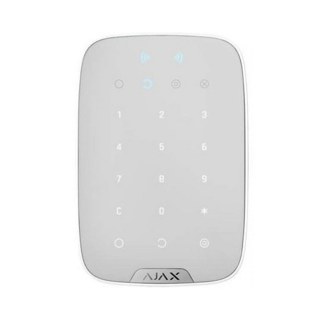 Ajax KeyPad Plus White Touch Keyboard with Card and Key Fob Reader