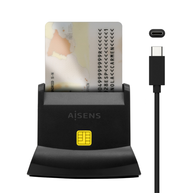 USB-C DNI Smart Card Reader with SIM, SD, Micro SD, MMC, RS-MMC, MMC Micro card reader | Black