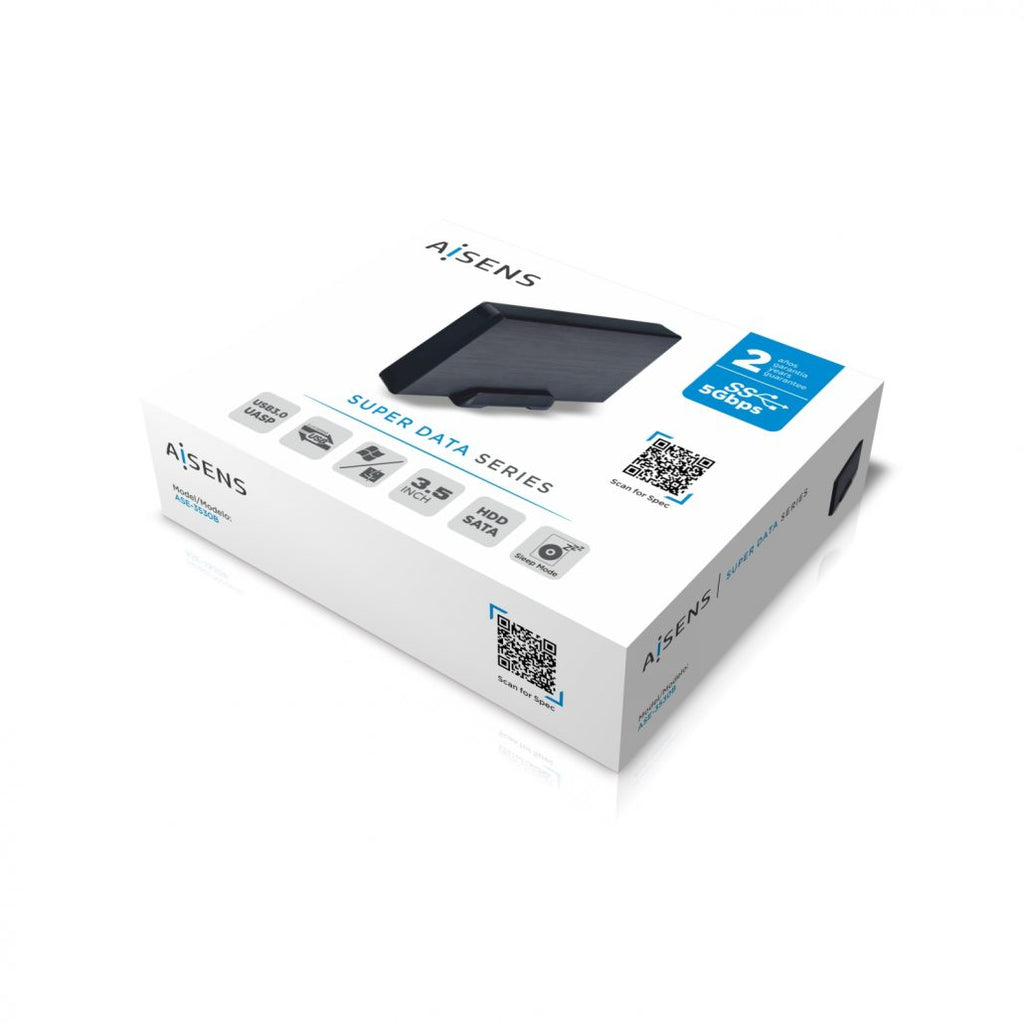 Caja Externa AISENS 3,5" para Disco Duro SATA a USB 3.0 (USB 3.1 Gen1), Negra