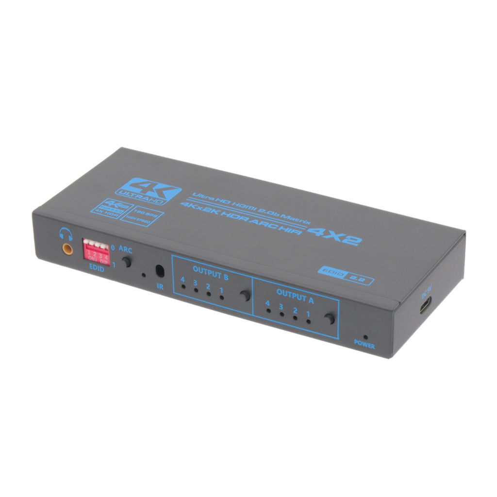 Matriz 4x2 4K@60Hz EDID + Áudio Conector de 3,5 mm HDCP2.2