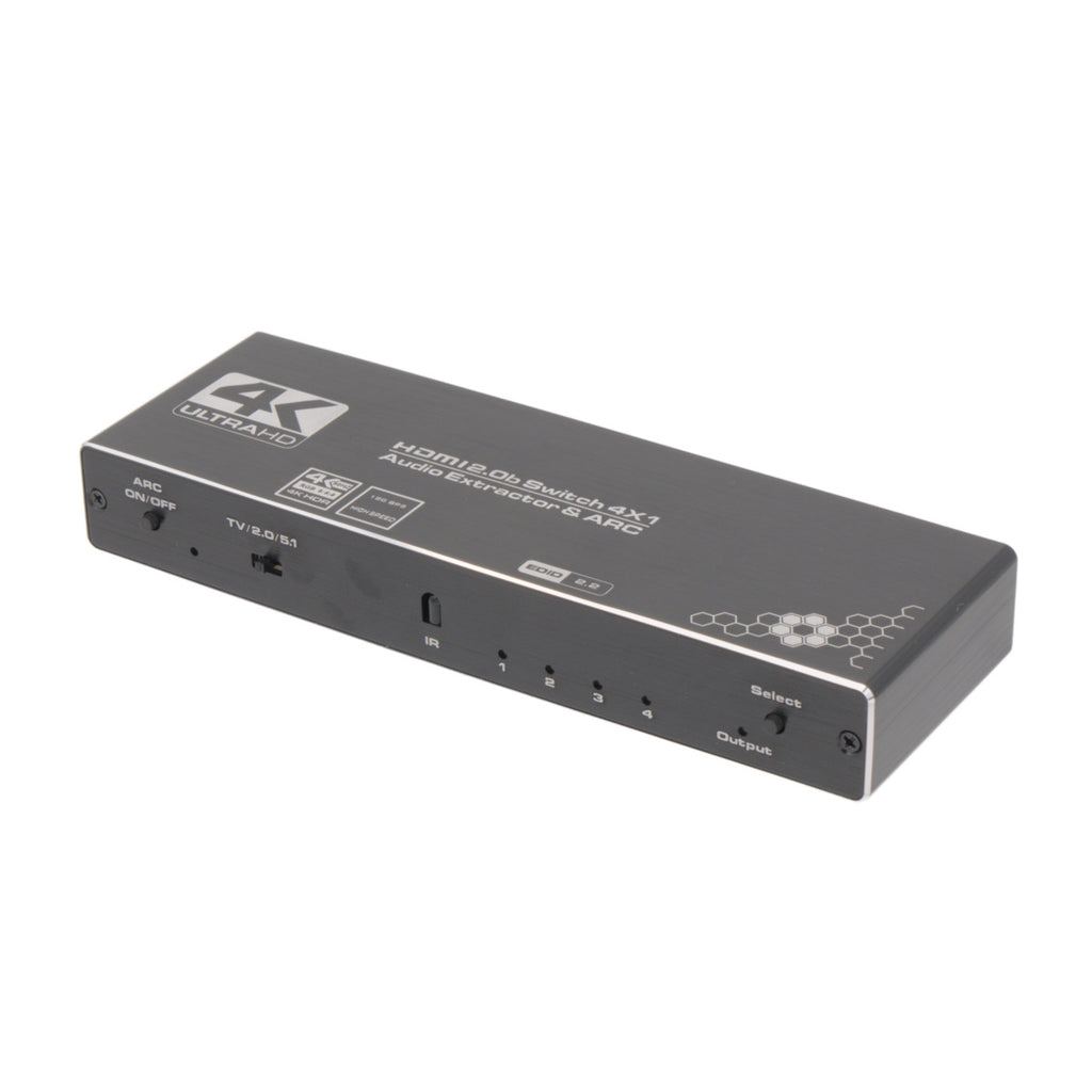 Comutador 4x1 4K@60Hz + ÁUDIO COAXIAL / SPDIF / JACK 3,5mm