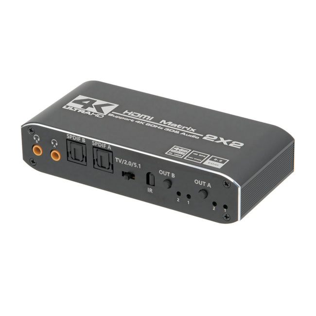 Matriz HDMI 2x2 4K@60Hz HDCP2.2 con extracción audio independientes