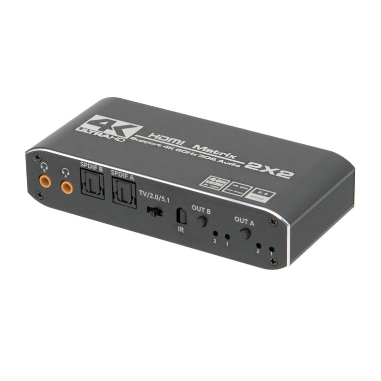 Matriz HDMI 2x2 4K@60Hz HDCP2.2 con extracción audio independientes
