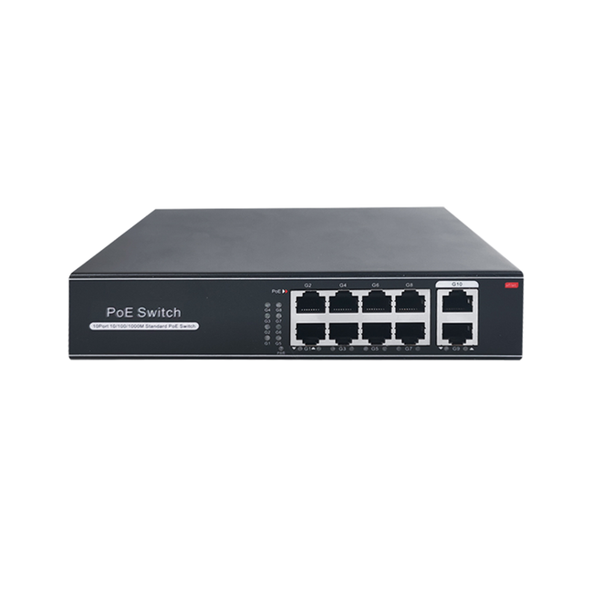 Switch PoE 8 puertos RJ45 + 2 RJ45 Uplink