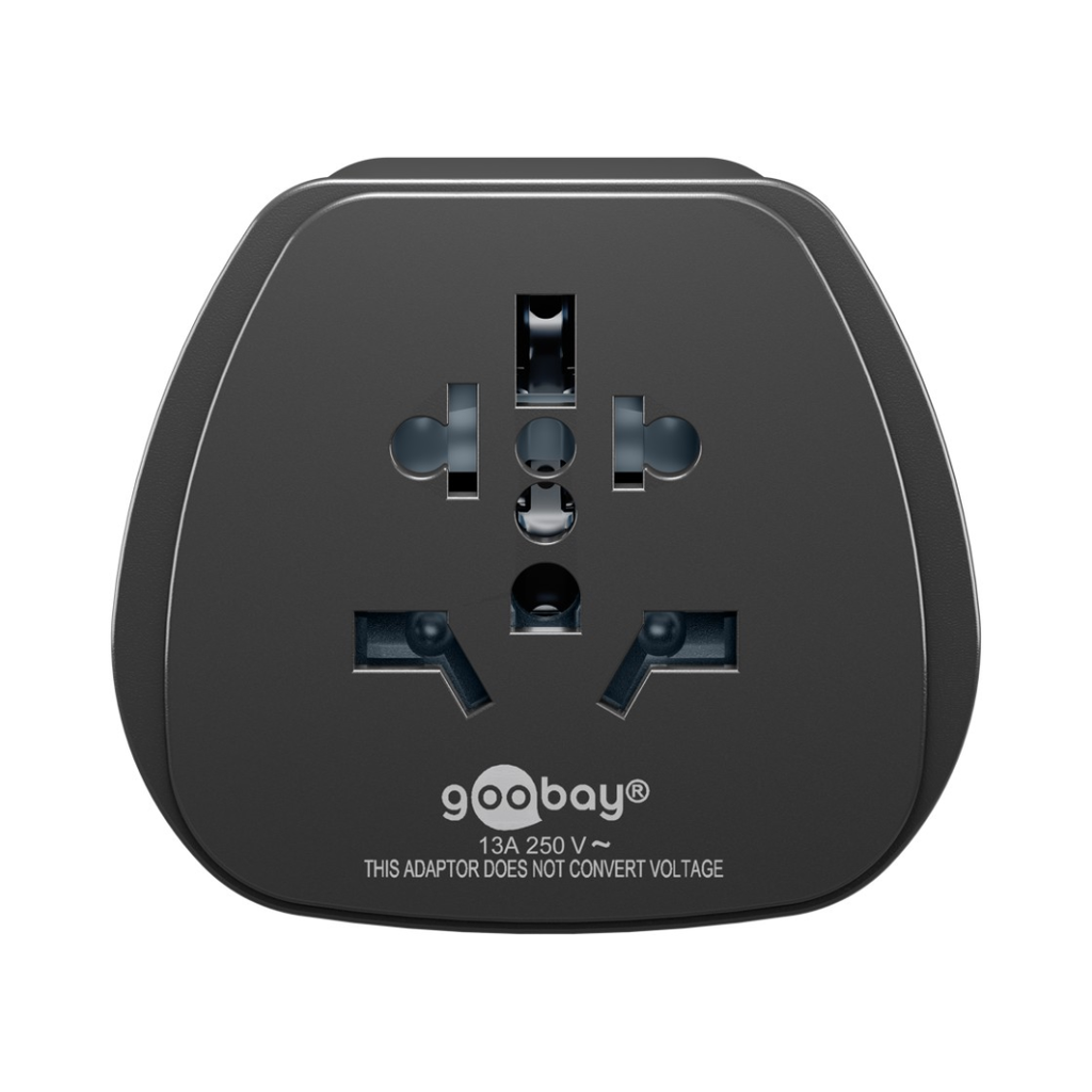 Adaptador universal para viaje a la UE - Negro | Reino Unido, Suiza, Italia, EE. UU. o Japón