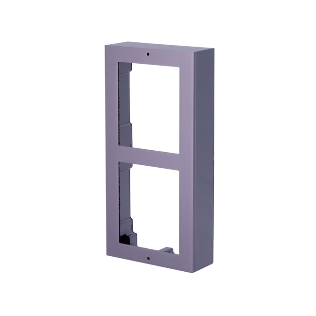 Caja de superficie 2 módulos con panel de acero inoxidable Hikvision DS-KD-ACW2/S, vista frontal