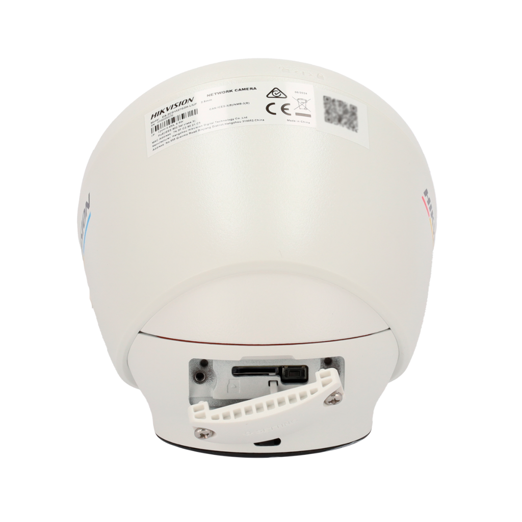 Cámara IP turret Hikvision 2 MP ColorVu con luz híbrida 30 m, vista lateral