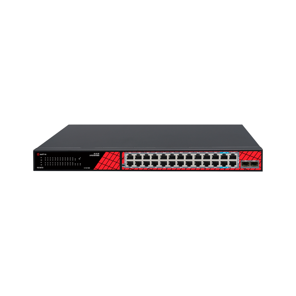 Safire Switch Hi-PoE 24 puertos + 2.5GE SFP Uplink + 2 Uplink RJ45