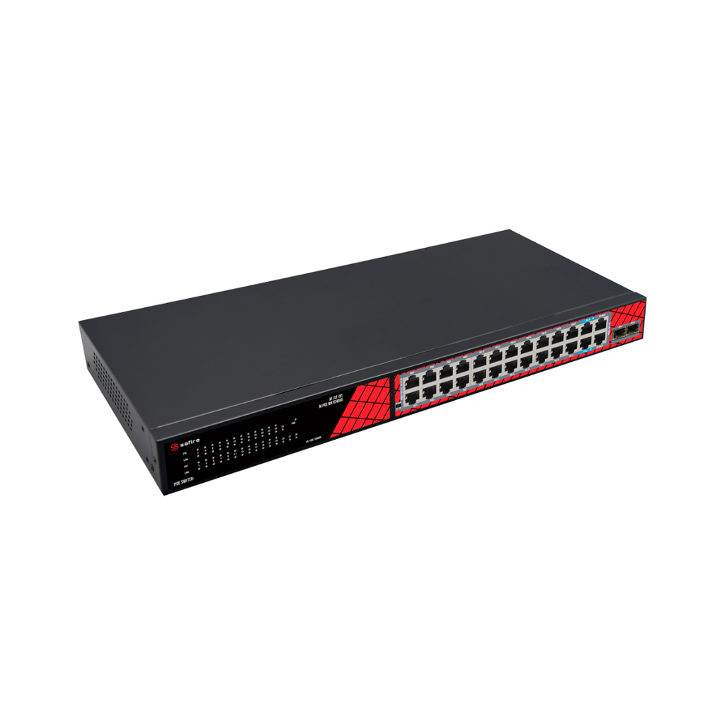 Safire Switch Hi-PoE 24 puertos + 2.5GE SFP Uplink + 2 Uplink RJ45