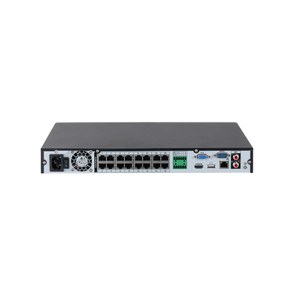 Grabador NVR IP Dahua de 16 Canales 12MP (16 Puertos PoE + 2xSATA)