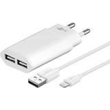 Dual Lightning Charger 2.4A White 1m