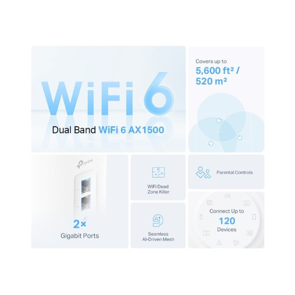 TP-Link Deco X10 Whole Home Mesh Wi-Fi 6 System (2-pack) AX1500 Dual-Band
