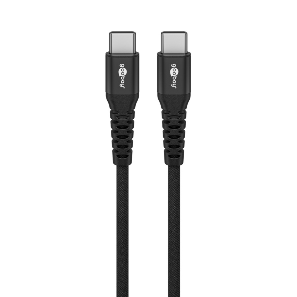 Cable USB-C con conectores metálicos de distintas medidas