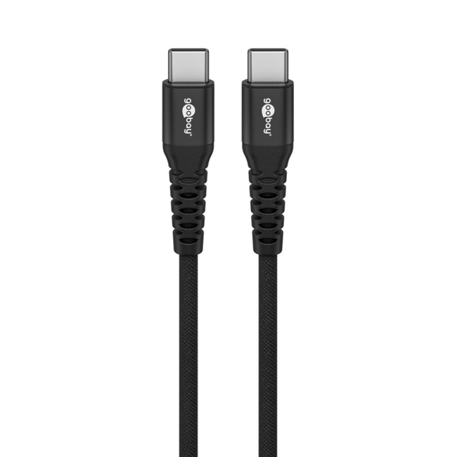 Cable USB-C con conectores metálicos de distintas medidas