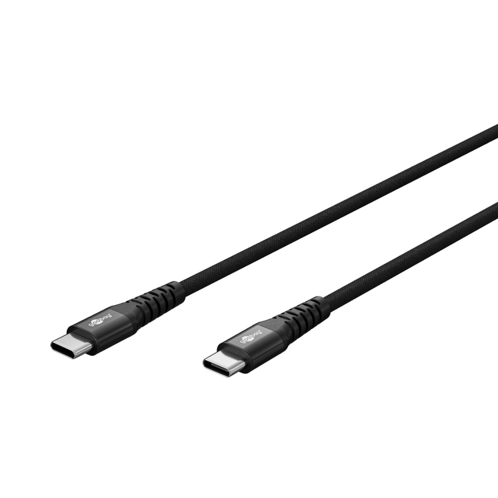 Cable USB-C con conectores metálicos de distintas medidas