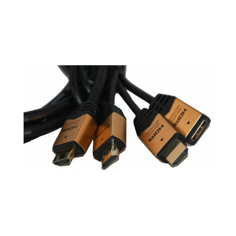 Cabo de ligação: 2 cabos HDMI macho + 1 cabo HDMI fêmea