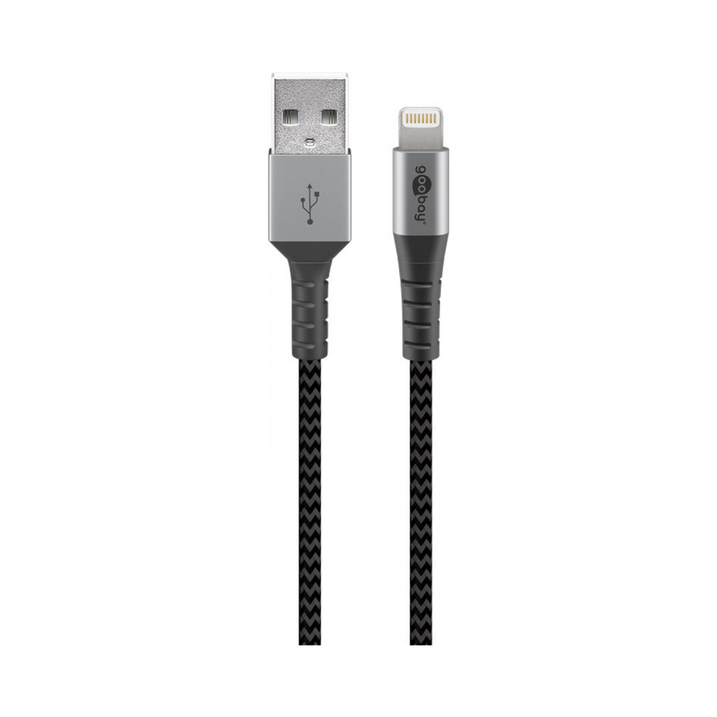 1m Textile USB to Lightning Cable with Metal Connectors
