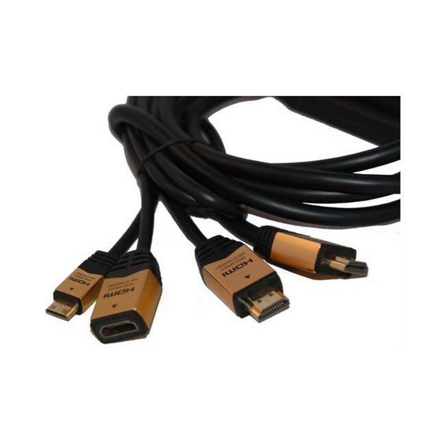 Cabo de ligação: 1 x HDMI macho + 1 x Mini HDMI + 1 x Fêmea
